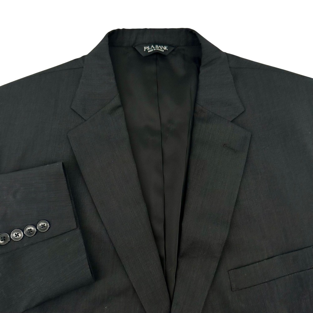 Jos A Bank Travelers Collection Blazer 46R Mens Wool Tailored Fit Charcoal Black